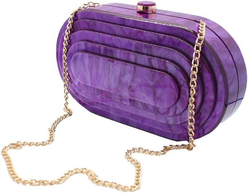 GSYPS Acrylic Evening Clutch Bag for Women Shell Shape Shoulder Crossbody Bag Glitter Marble Purse Handbag - Image 2